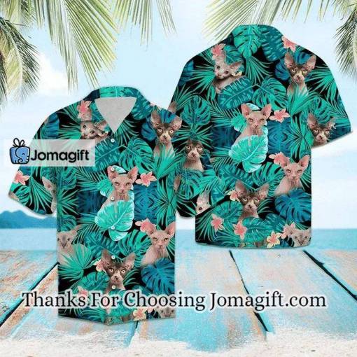 [Awesome] Sphynx Behind Tropical Forest Pattern Hawaiian Shirt Gift