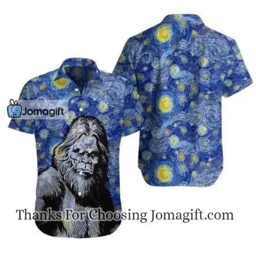 [Stylish] Bigfoot Hawaiian Shirt Bigfoot Starry Night Sky Painting