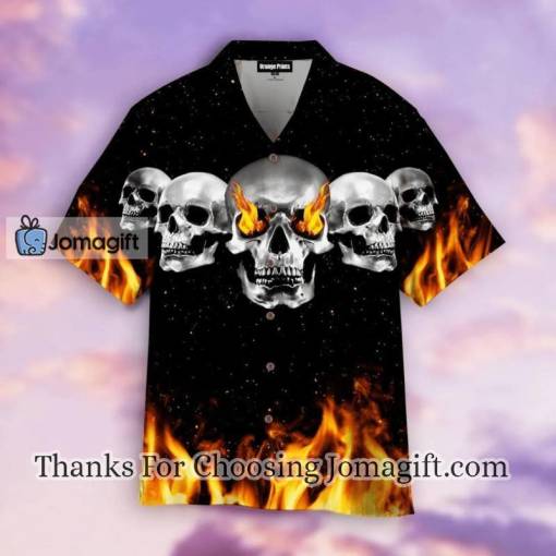 [Stylish] Flaming Skull Hawaiian Shirt