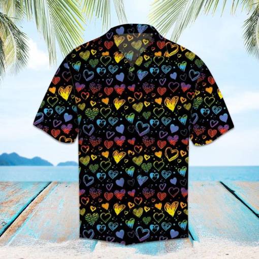 [Stylish] Lgbt Pride Hawaii Shirt Lgbt Rainbow Hearts Pattern Hawaiian Shirt