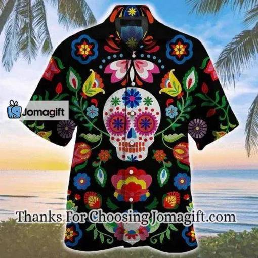 [Awesome] Sugar Skull Pattern Colorful Elements Hawaiian Shirt Gift