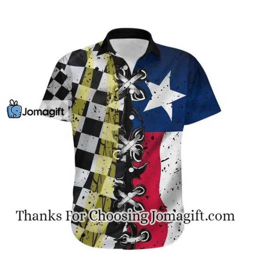 [Awesome] Texas Racing Flag Checkered Pattern Hawaiian Shirt Gift