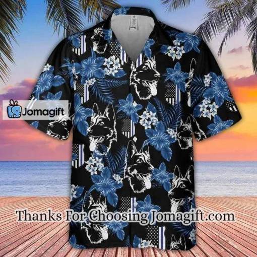 [Awesome] Thin Blue Line Hawaii Shirt German Shepherd Police Seamless Pattern Hawaiian Shirt Gift