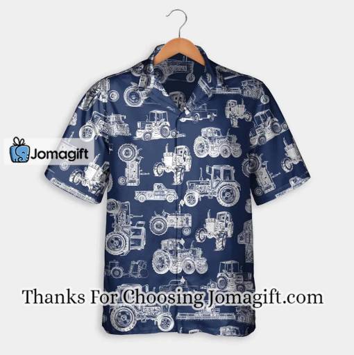 [Awesome] Tractor pattern white and blue, red, green Hawaiian Shirt, Short Sleeve Gift