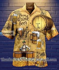 [Trendy] Beer Hawaiian Shirt Vintage Born To Drink Beer Yellow