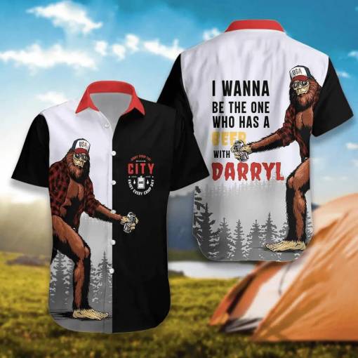 [Trendy] Bigfoot I Wanna Be The One Who Has A Beer With Darry Hawaiian Shirt