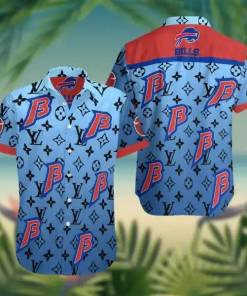Trendy Buffalo Bills Hawaiian Shirt Buffalo Symbol Lv Pattern Blue 1