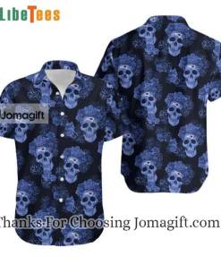 [Trendy] Flower Skull Patriots Hawaiian Shirt, Gifts Patriots Fans