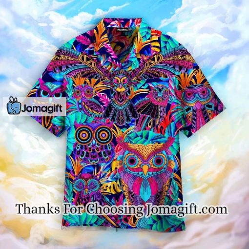 [Trending] Tropical Colorful Neon Owl Hawaiian Shirt Gift