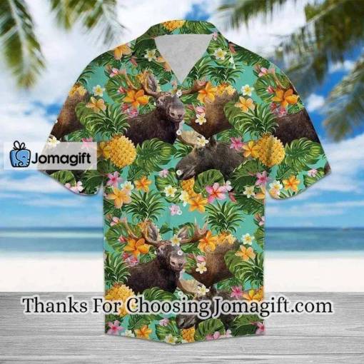 [Awesome] Tropical Pineapple With Moose Hawaiian Shirt Gift