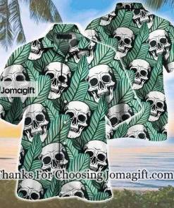 Tropical Skull And Green Leaf Seamless Pattern Hawaiian Shirt 1