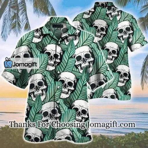[Popular] Tropical Skull And Green Leaf Seamless Pattern Hawaiian Shirt Gift