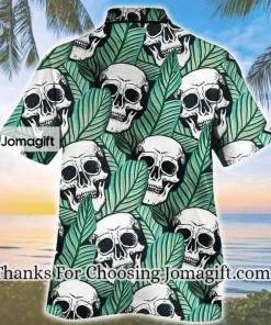 Tropical Skull And Green Leaf Seamless Pattern Hawaiian Shirt 2