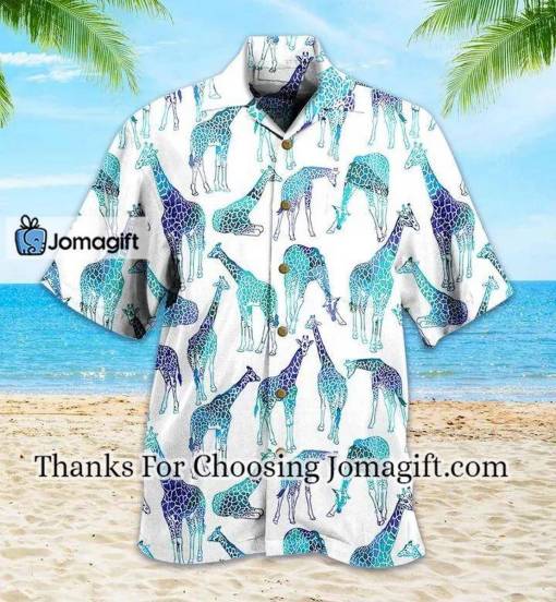 [Popular] Turquoise Giraffe Blue Hawaiian Shirt 3D Gift