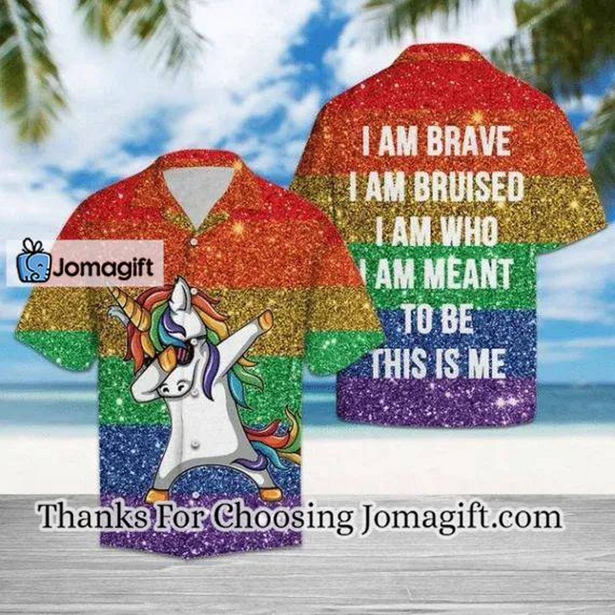 Unicorn LGBT i am brave Hawaiian Shirt 1