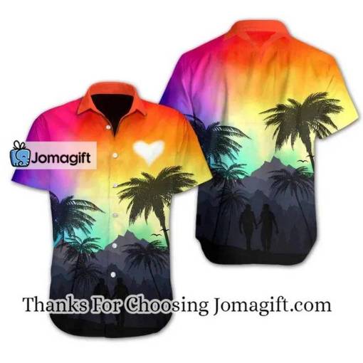 [Popular] Vivid Background Lgbt Heart Hawaiian Shirt Gift