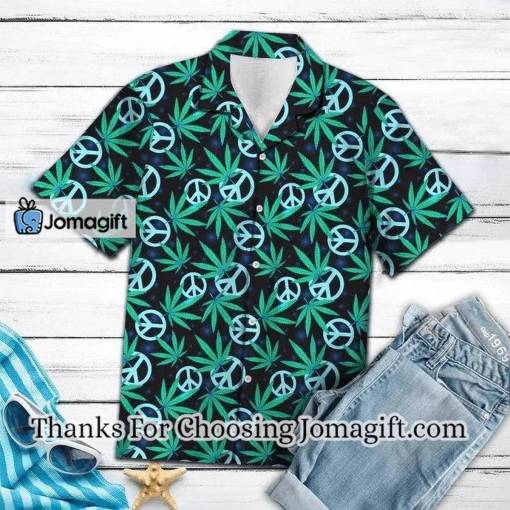 [Popular] Watercolor Hippie Leaves Peace Sign Hawaiian Shirt Gift