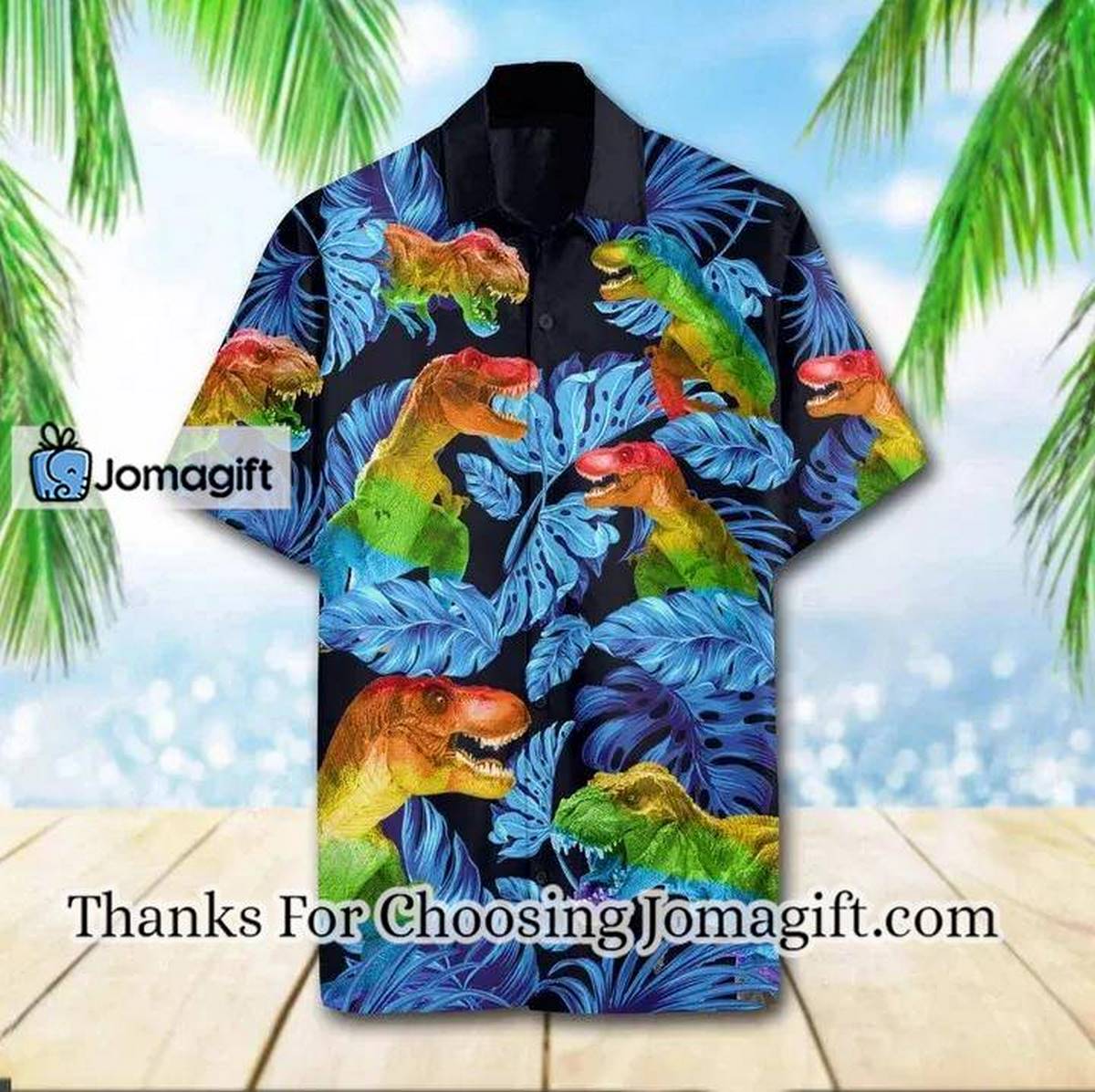 Wild Animal Lgbt T Rex Hawaiian Shirt Short Sleeve Hawaiian Aloha Shirt for men 1