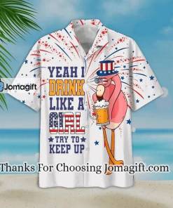 [Popular] Yeah I Drink Like A Girl Charming Flamingo And Beer White Theme Hawaiian Shirt Gift