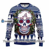 Atlanta Braves Skull Flower Ugly Christmas Ugly Sweater