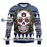 Auburn Tigers Skull Flower Ugly Christmas Ugly Sweater 3
