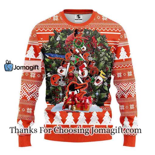 Baltimore Orioles Tree Ugly Christmas Fleece Sweater
