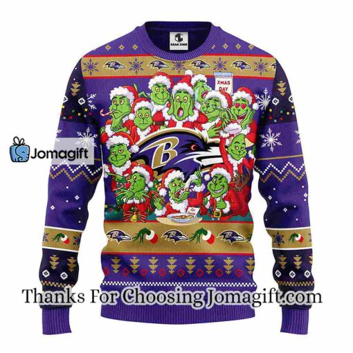 Baltimore Ravens 12 Grinch Xmas Day Christmas Ugly Sweater