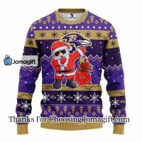 Baltimore Ravens Dabbing Santa Claus Christmas Ugly Sweater 3