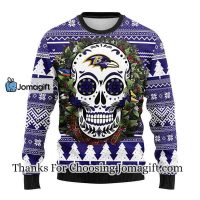 Baltimore Ravens Skull Flower Ugly Christmas Ugly Sweater