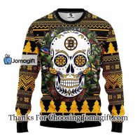 Boston Bruins Skull Flower Ugly Christmas Ugly Sweater