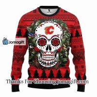 Calgary Flames Skull Flower Ugly Christmas Ugly Sweater