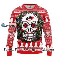 Carolina Hurricanes Skull Flower Ugly Christmas Ugly Sweater