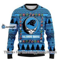 Carolina Panthers Grateful Dead Ugly Christmas Fleece Sweater 3