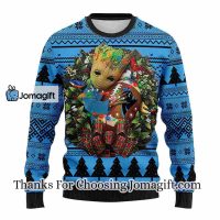 Carolina Panthers Groot Hug Christmas Ugly Sweater