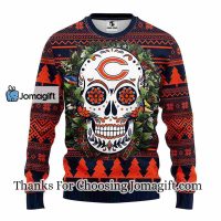 Chicago Bears Skull Flower Ugly Christmas Ugly Sweater 3