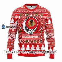Chicago Blackhawks Grateful Dead Ugly Christmas Fleece Sweater