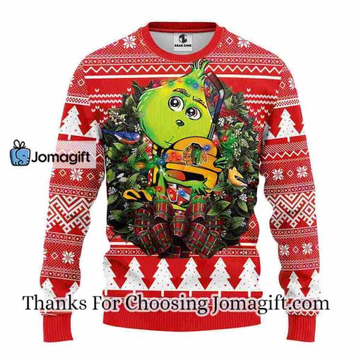 Chicago Blackhawks Grinch Hug Christmas Ugly Sweater