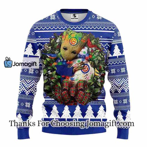Chicago Cubs Groot Hug Christmas Ugly Sweater