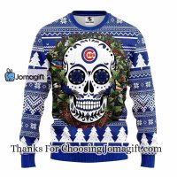 Chicago Cubs Skull Flower Ugly Christmas Ugly Sweater 3