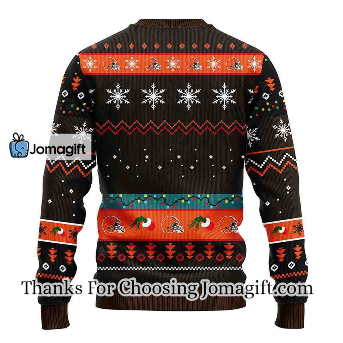 Cleveland Browns 12 Grinch Xmas Day Christmas Ugly Sweater 3