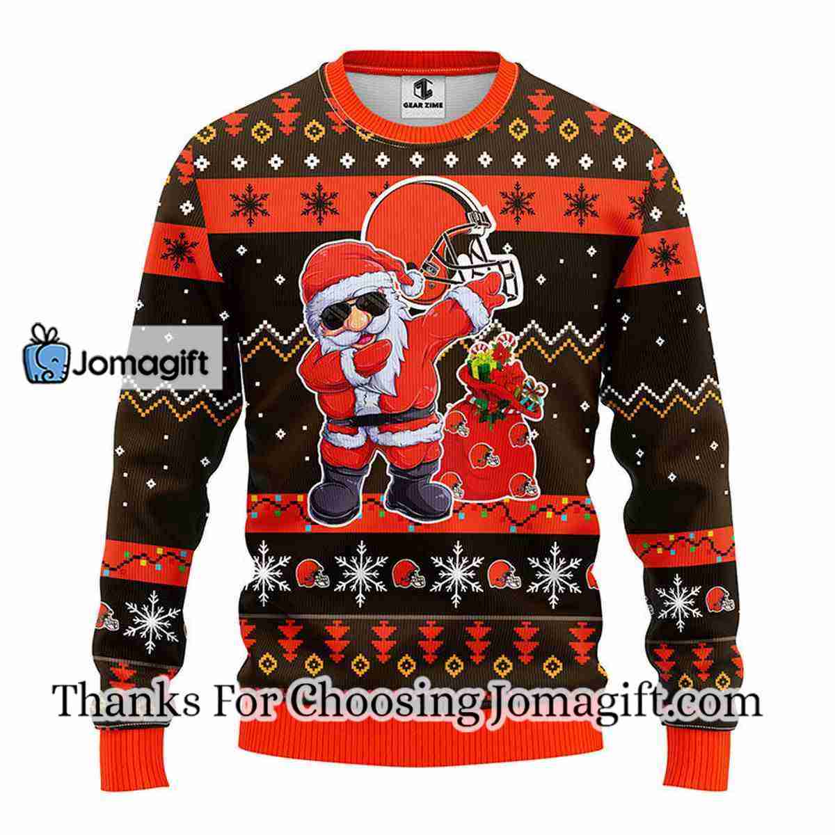 Cleveland Browns Dabbing Santa Claus Christmas Ugly Sweater 3