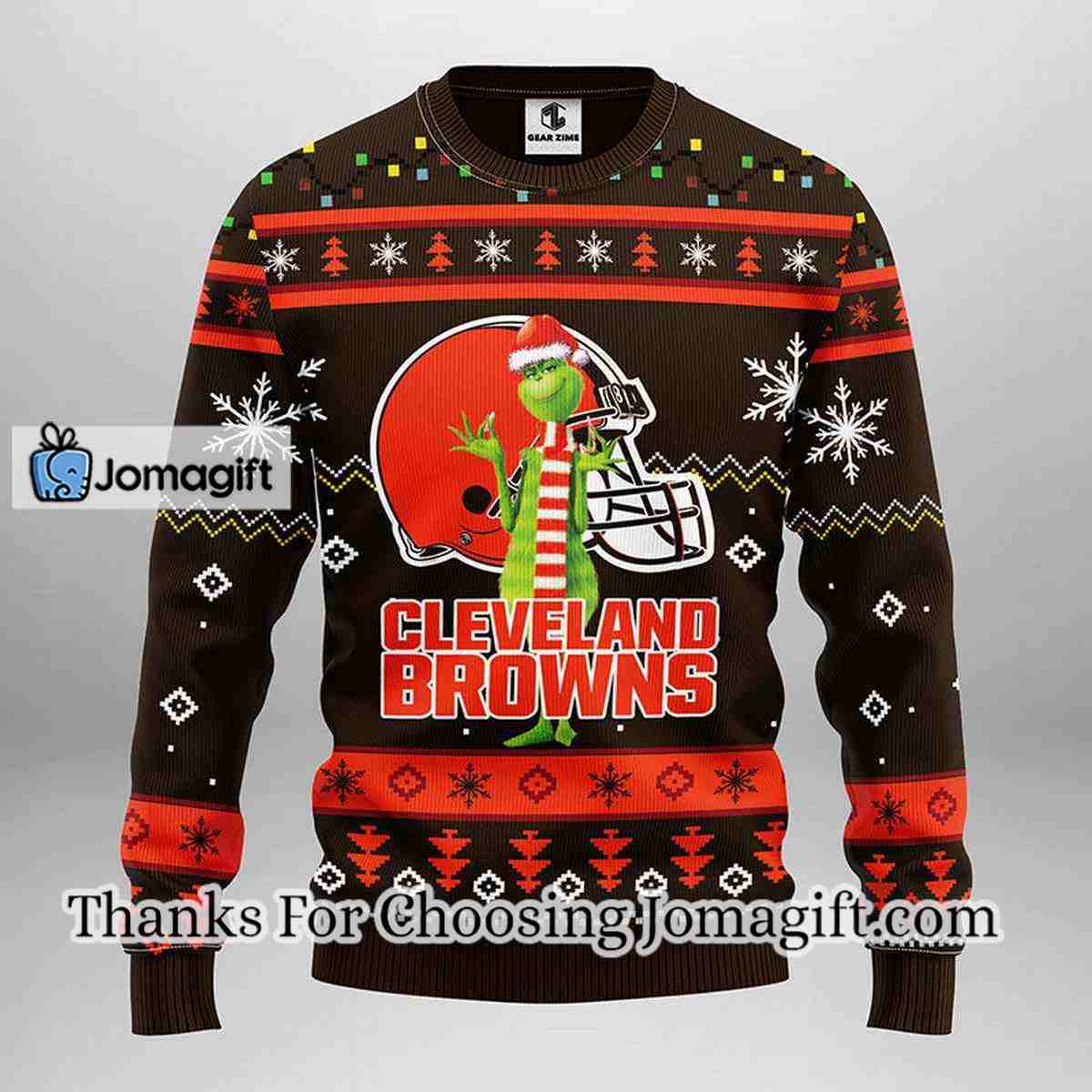 Cleveland Browns Funny Grinch Christmas Ugly Sweater 3