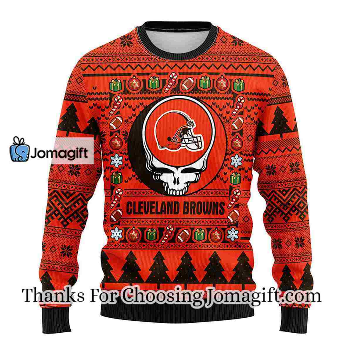 Cleveland Browns Grateful Dead Ugly Christmas Fleece Sweater 3