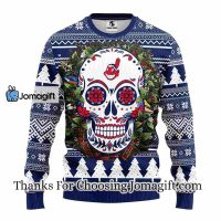 Cleveland Indians Skull Flower Ugly Christmas Ugly Sweater 3