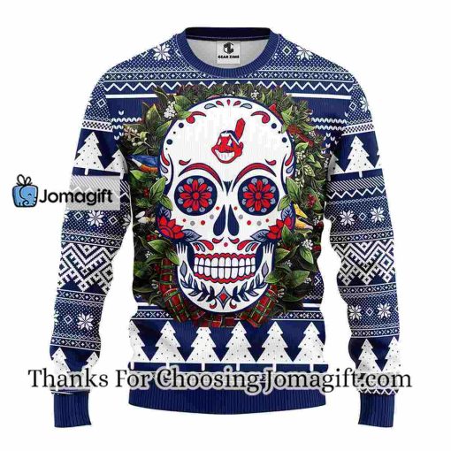 Cleveland Indians Skull Flower Ugly Christmas Ugly Sweater