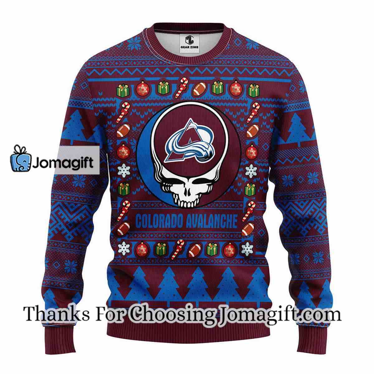 Colorado Avalanche Grateful Dead Ugly Christmas Fleece Sweater 3