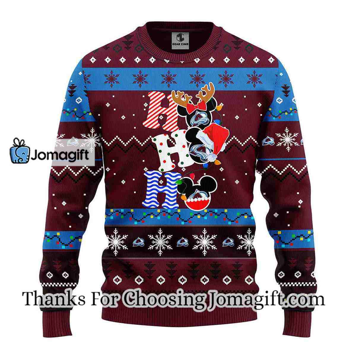 Colorado Avalanche Hohoho Mickey Christmas Ugly Sweater 3