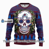 Colorado Avalanche Skull Flower Ugly Christmas Ugly Sweater 3