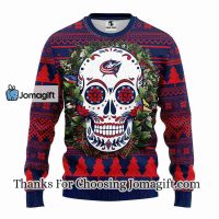 Columbus Blue Jackets Skull Flower Ugly Christmas Ugly Sweater