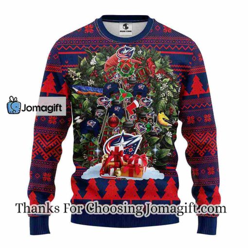 Columbus Blue Jackets Tree Ugly Christmas Fleece Sweater